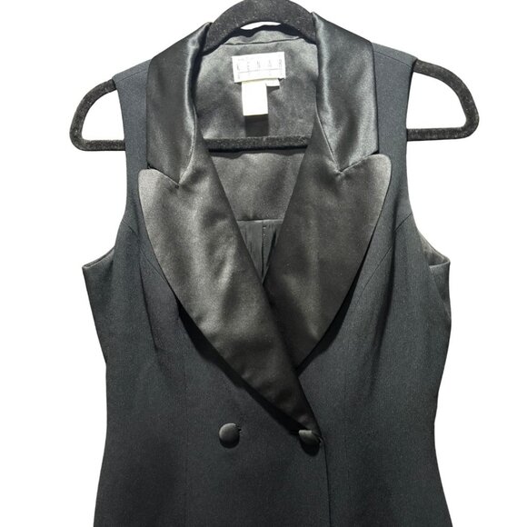 Ann Tijan for Kenar Vintage Tuxedo Dress – Black – Size 12 (Fits Modern 8/10) - Picture 6 of 12